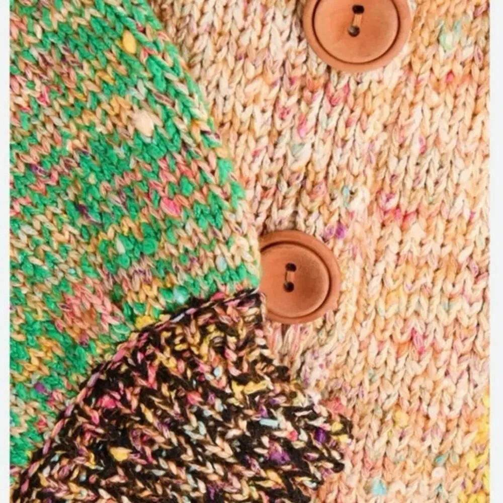 Free People Vibe Check Multicolor Cropped Hooded Cardigan - Picture 4 of 10